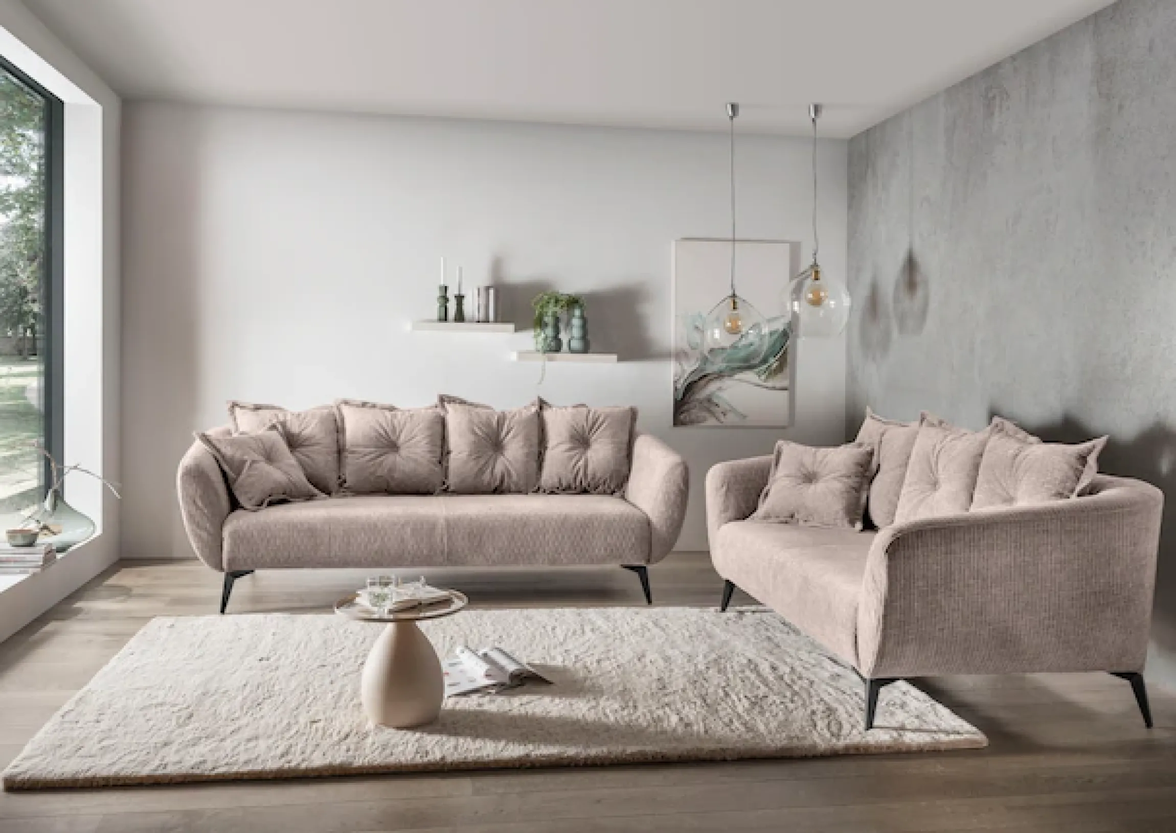 Home affaire 3-Sitzer »Baggio Breite 236 cm, modernes Sofa, hoher Fuß, bequem« schwarze Metallfüße