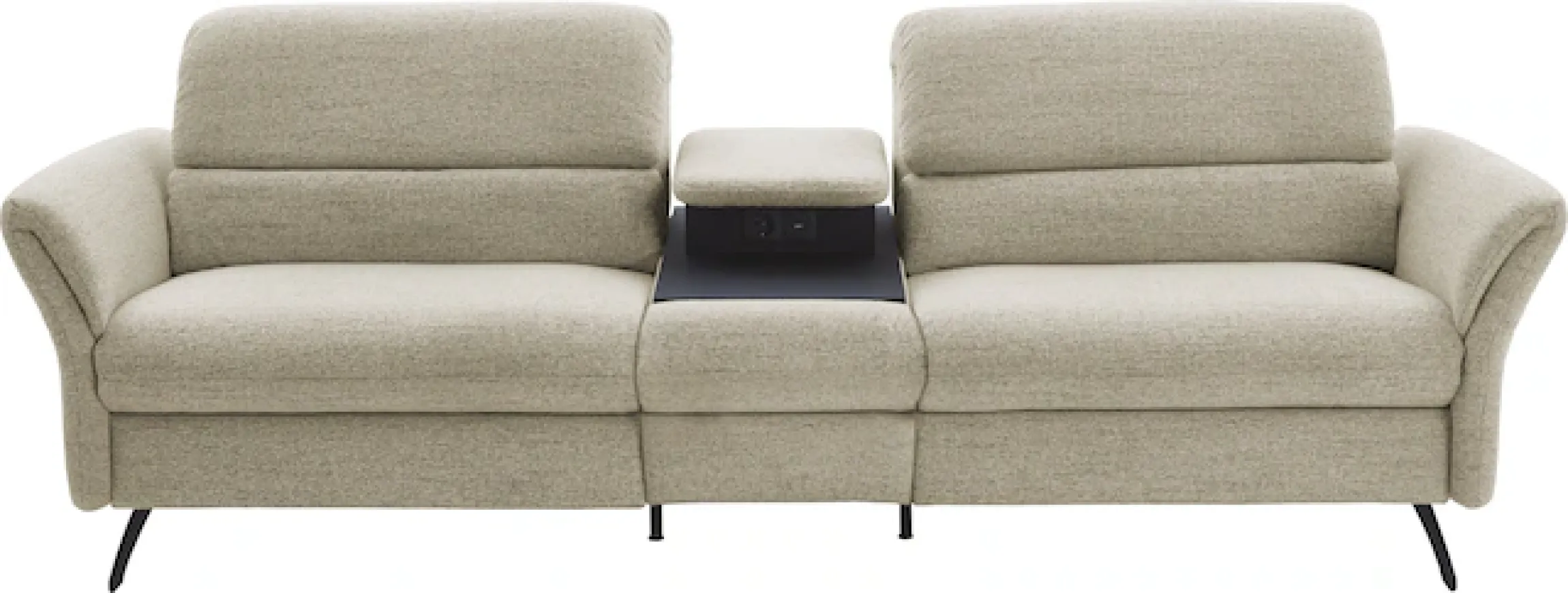 Home affaire 3-Sitzer »Bellaria, inklusive 2x Relaxfunktion motorisch mit Herz-Waage-Beschlag« Zwischenelement mit Tisch, Steckdose & USB-Ladestation