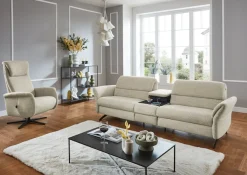 Home affaire 3-Sitzer »Bellaria, inklusive 2x Relaxfunktion motorisch mit Herz-Waage-Beschlag« Zwischenelement mit Tisch, Steckdose & USB-Ladestation