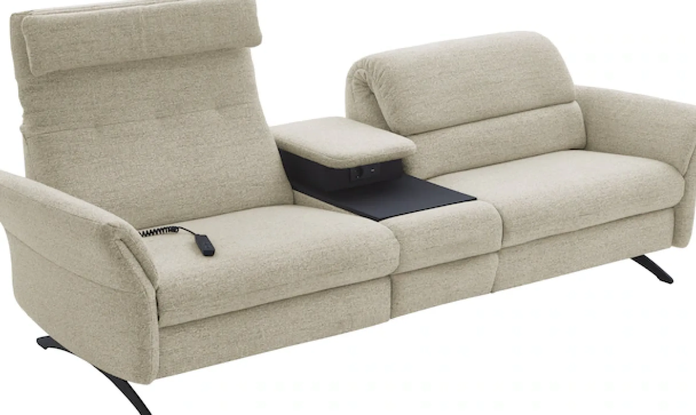 Home affaire 3-Sitzer »Bellaria, inklusive 2x Relaxfunktion motorisch mit Herz-Waage-Beschlag« Zwischenelement mit Tisch, Steckdose & USB-Ladestation