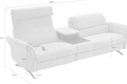 Home affaire 3-Sitzer »Bellaria, inklusive 2x Relaxfunktion motorisch mit Herz-Waage-Beschlag« Zwischenelement mit Tisch, Steckdose & USB-Ladestation