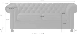 Home affaire 3-Sitzer »BRONNOY Chesterfield Sofa mit aufwendiger Knopfheftung, Breite 193 cm« Sofa mit geschwungenen Armlehnen, Chesterfield-Optik, Glamour