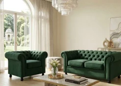 Home affaire 3-Sitzer »BRONNOY Chesterfield Sofa mit aufwendiger Knopfheftung, Breite 193 cm« Sofa mit geschwungenen Armlehnen, Chesterfield-Optik, Glamour