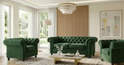 Home affaire 3-Sitzer »BRONNOY Chesterfield Sofa mit aufwendiger Knopfheftung, Breite 193 cm« Sofa mit geschwungenen Armlehnen, Chesterfield-Optik, Glamour