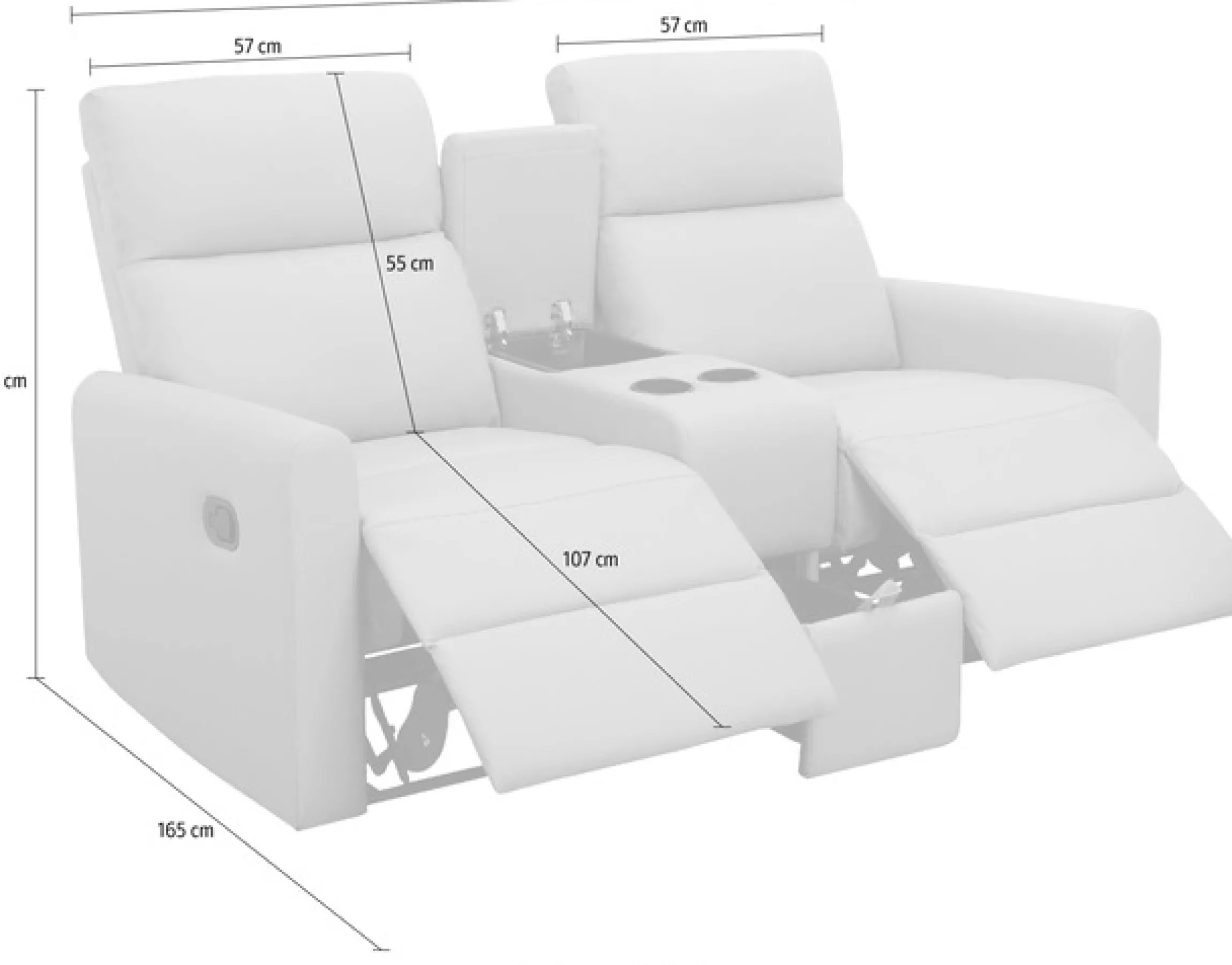 Home affaire 2-Sitzer »Daoulas, 2er-Kinosofa, TV-Sessel, Multimedia-Sofa« Kinosofa mit Relaxfunktion, Getränkehalter und Stauraum