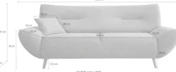 Home affaire 3-Sitzer »Drago Wellenunterfederung, Breite 205cm, Holzfuß« frei im Raum stellbar, inkl. 1 Zierkissen