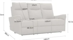 Home affaire 3-Sitzer »FINNARA, 3-Sitzer,elelektrische Relaxfunktion in 2 Sitzen, USB A/C« Liegefunktion 105°-135°, Federkern,