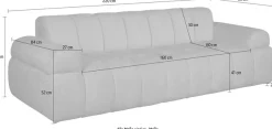 Home affaire 3-Sitzer »LYOTH Design-Sofa, moderne Steppung, Breite 220 cm« mit Wellenunterfederung, gemütlich und modern, komfortables Sitzgefühl
