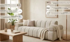 Home affaire 3-Sitzer »LYOTH Design-Sofa, moderne Steppung, Breite 220 cm« mit Wellenunterfederung, gemütlich und modern, komfortables Sitzgefühl