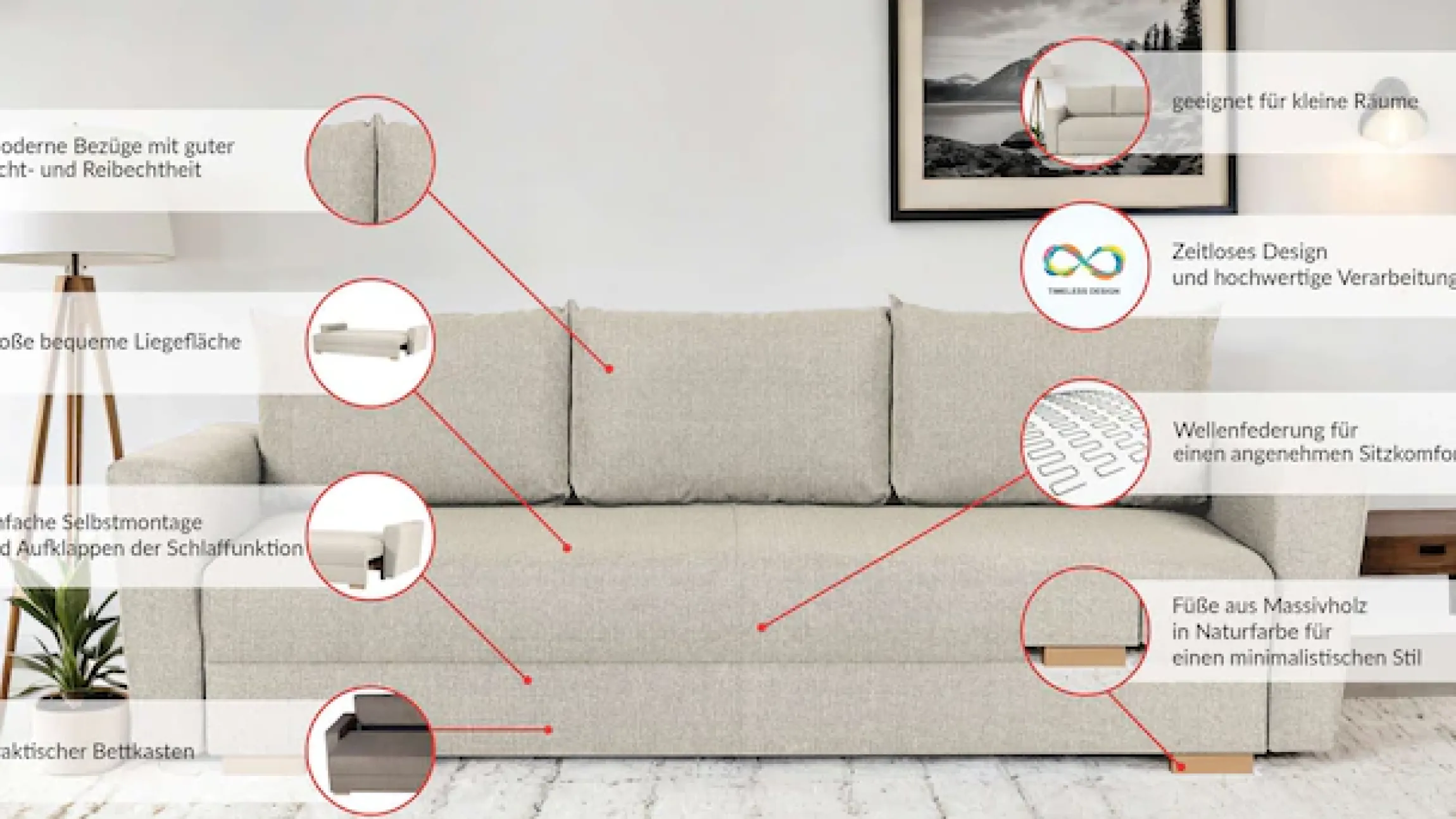 Home affaire 3-Sitzer »MAGHERA 230 cm - OTTO. Verlässliche Qualität.« Schlafsofa, Bettkasten, pflegeleicht