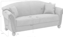Home affaire 3-Sitzer »Milano Vintage Breite 190cm, Federkern, bequem, Komfortsitzhöhe 45cm« mit Federkern, Bezug in Lederoptik, incl. Zierkissen