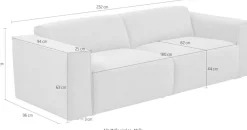 Home affaire 3-Sitzer »Noord mit Kedernaht, Breite 232 cm« Cord, Struktur, Webstoff, mit Wellenunterfederung, Massivholzrahmen