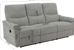 Home affaire 3-Sitzer »ODILON, Sofa 167 cm, Federkern, Struktur-Bezug« 105°-150° Relax- und Liegeposition manuell/elektrisch, USB A/C