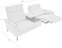 Home affaire 2-Sitzer »Sisto, inklusive 2x Relaxfunktion motorisch mit Herz-Waage-Beschlag« Zwischenelement mit Tisch, Steckdose & USB-Ladestation