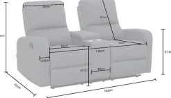 Home affaire 2-Sitzer »TOURNAY, 2er-Kinosofa, Liegesofa, TV-Sessel, Multimedia-Sofa« mit manueller Relaxfunktion, Getränkehalter, Staufach