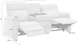 Home affaire 3-Sitzer »Turin Sofa mit elektrischer Relaxfunktion, Breite 226 cm« inkl. Tisch, USB & Steckdose, Federkern & pflegeleichtem Bezug