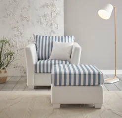 Home affaire Sitzgruppe »CALIFORNIA« 2 Stk. tlg. maritimer Landhausstil, Sessel mit passenden Hocker 65x65 cm