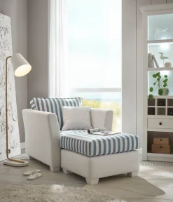 Home affaire Sitzgruppe »CALIFORNIA« 2 Stk. tlg. maritimer Landhausstil, Sessel mit passenden Hocker 65x65 cm