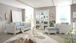 Home affaire Sitzgruppe »CALIFORNIA« 2 Stk. tlg. maritimer Landhausstil, Sessel mit passenden Hocker 65x65 cm