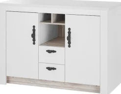 Home affaire Spülenschrank »Florenz, Küchenunterschrank in Pinie Weiß, Unterschrank« mit verschnörkeltem Metallgriff, im Landhausstil, Arbeitshöhe 92 cm