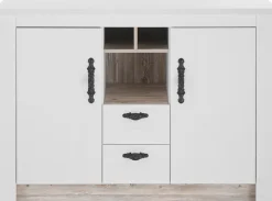 Home affaire Spülenschrank »Florenz, Küchenunterschrank in Pinie Weiß, Unterschrank« mit verschnörkeltem Metallgriff, im Landhausstil, Arbeitshöhe 92 cm