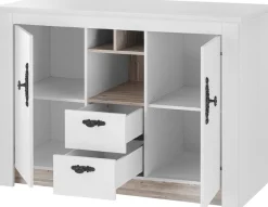 Home affaire Spülenschrank »Florenz, Küchenunterschrank in Pinie Weiß, Unterschrank« mit verschnörkeltem Metallgriff, im Landhausstil, Arbeitshöhe 92 cm