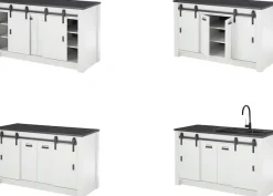 Home affaire Spülenschrank »Sherwood« Breite 161 cm, Scheunentorbeschlag und Apothekergriffe aus Metall
