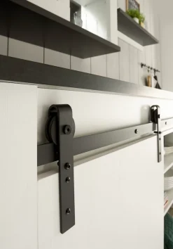 Home affaire Spülenschrank »Sherwood« Breite 161 cm, Scheunentorbeschlag und Apothekergriffe aus Metall