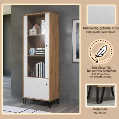 Home affaire Standvitrine »Tarragona« Standvitrine mit 2 Türen - (B/T/H) 63/40/172 cm