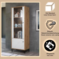 Home affaire Standvitrine »Tarragona« Standvitrine mit 2 Türen - (B/T/H) 63/40/172 cm