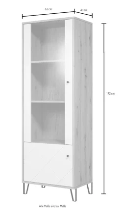 Home affaire Standvitrine »Tarragona« Standvitrine mit 2 Türen - (B/T/H) 63/40/172 cm