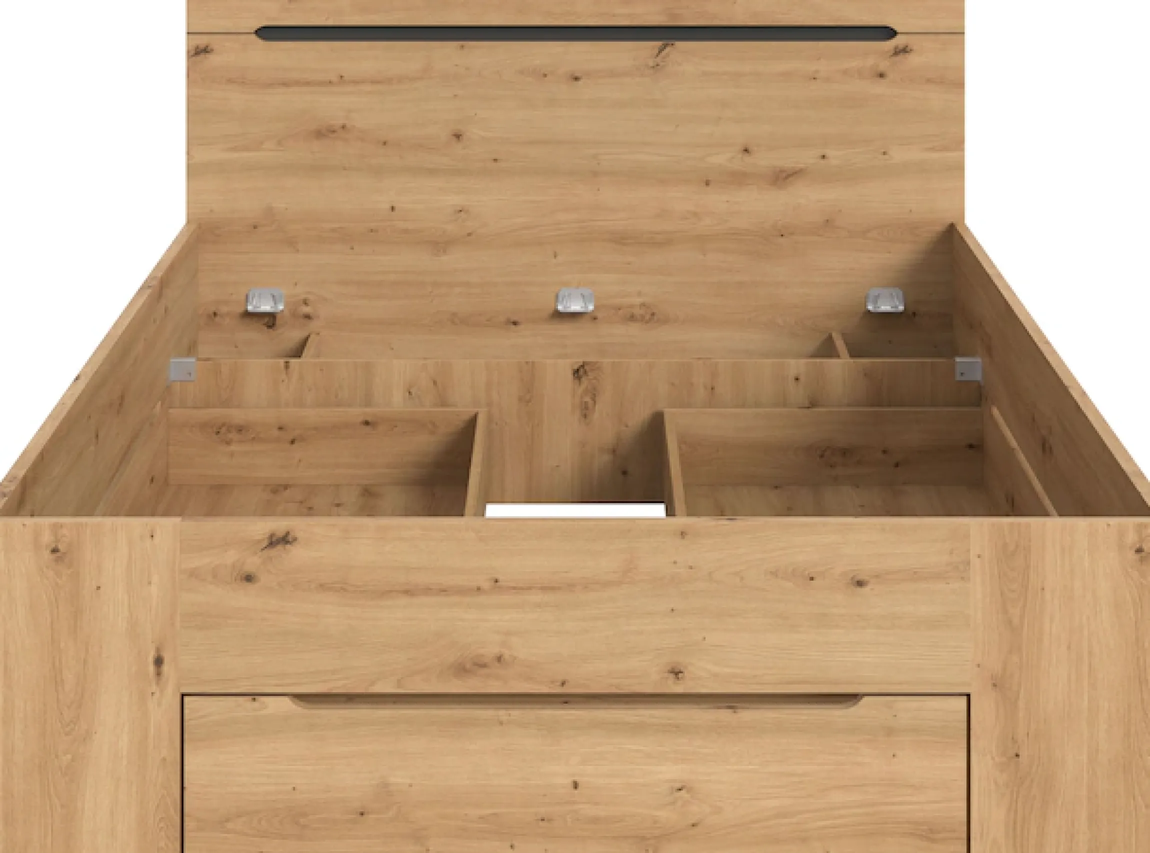 Home affaire Stauraumbett »REHAT, in 144 oder 184 cm Breite, 3 Schubkästen, 2 offene Fächer« TOPSELLER!, für Matratzen 140x200 cm, viel Stauraum, ohne Lattenrost, 1 Stk. tlg. Bett, Kastenbett, Bettgestell, Schlafzimmer, Schlafen