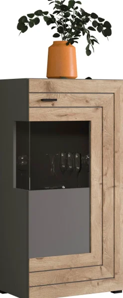 Home affaire Vitrine »Aalborg, Höhe 118 cm, 1 Glastür, 2 Fächer, 2-farbig, Metallgriffe« Anrichte, Schrank, Kommode, Midischrank, Wohnmöbel, Wohnzimmer