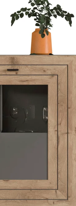 Home affaire Vitrine »Aalborg, Höhe 118 cm, 1 Glastür, 2 Fächer, 2-farbig, Metallgriffe« Anrichte, Schrank, Kommode, Midischrank, Wohnmöbel, Wohnzimmer