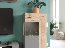 Home affaire Vitrine »Aalborg, Höhe 118 cm, 1 Glastür, 2 Fächer, 2-farbig, Metallgriffe« Anrichte, Schrank, Kommode, Midischrank, Wohnmöbel, Wohnzimmer