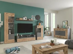 Home affaire Vitrine »Aalborg, Höhe 118 cm, 1 Glastür, 2 Fächer, 2-farbig, Metallgriffe« Anrichte, Schrank, Kommode, Midischrank, Wohnmöbel, Wohnzimmer