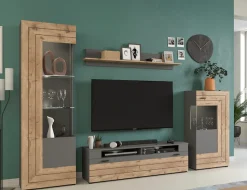 Home affaire Vitrine »Aalborg, Höhe 118 cm, 1 Glastür, 2 Fächer, 2-farbig, Metallgriffe« Anrichte, Schrank, Kommode, Midischrank, Wohnmöbel, Wohnzimmer