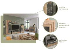 Home affaire Vitrine »Aalborg, Höhe 118 cm, 1 Glastür, 2 Fächer, 2-farbig, Metallgriffe« Anrichte, Schrank, Kommode, Midischrank, Wohnmöbel, Wohnzimmer