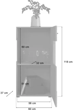 Home affaire Vitrine »Aalborg, Höhe 118 cm, 1 Glastür, 2 Fächer, 2-farbig, Metallgriffe« Anrichte, Schrank, Kommode, Midischrank, Wohnmöbel, Wohnzimmer