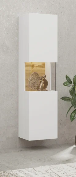 Home affaire Vitrine »Ava, Breite 36 cm, hängend und stehend montierbar« moderne grifflose Vitrine, Hochschrank mit Eckverglasung