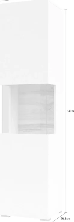 Home affaire Vitrine »Ava, Breite 36 cm, hängend und stehend montierbar« moderne grifflose Vitrine, Hochschrank mit Eckverglasung