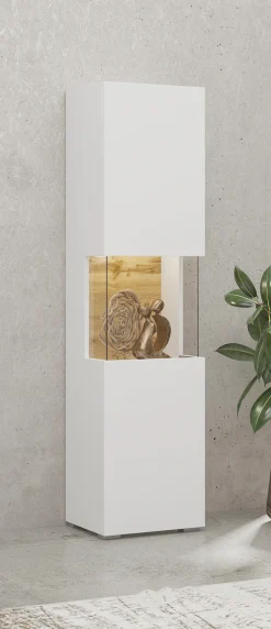Home affaire Vitrine »Ava, Breite 36 cm, hängend und stehend montierbar« moderne grifflose Vitrine, Hochschrank mit Eckverglasung
