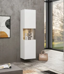 Home affaire Vitrine »Ava, Breite 36 cm, hängend und stehend montierbar« moderne grifflose Vitrine, Hochschrank mit Eckverglasung