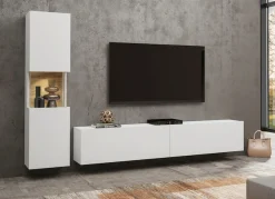 Home affaire Vitrine »Ava, Breite 36 cm, hängend und stehend montierbar« moderne grifflose Vitrine, Hochschrank mit Eckverglasung