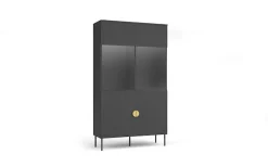 Home affaire Vitrine »BELLOT Vitrineschrank mit 2 Türen, verglast, mit viel Stauraum« Standvitrine/Glasvitrine, matt Hochschrank, Maße B/T/H: 106/40/187 cm