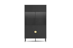Home affaire Vitrine »BELLOT Vitrineschrank mit 2 Türen, verglast, mit viel Stauraum« Standvitrine/Glasvitrine, matt Hochschrank, Maße B/T/H: 106/40/187 cm