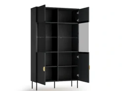 Home affaire Vitrine »BELLOT Vitrineschrank mit 2 Türen, verglast, mit viel Stauraum« Standvitrine/Glasvitrine, matt Hochschrank, Maße B/T/H: 106/40/187 cm