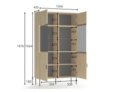 Home affaire Vitrine »BELLOT Vitrineschrank mit 2 Türen, verglast, mit viel Stauraum« Standvitrine/Glasvitrine, matt Hochschrank, Maße B/T/H: 106/40/187 cm
