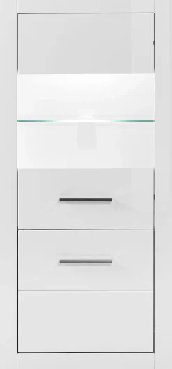 Home affaire Vitrine »Bianco, moderne Standvitrine, Vitrinenschrank, Glasvitrine« silberne Metallgriffe, ausreichend Stauraum, zeitlos, 142 cm hoch
