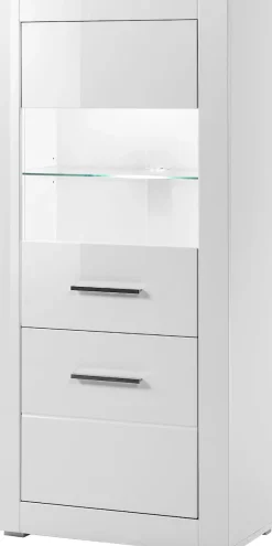 Home affaire Vitrine »Bianco, moderne Standvitrine, Vitrinenschrank, Glasvitrine« silberne Metallgriffe, ausreichend Stauraum, zeitlos, 142 cm hoch